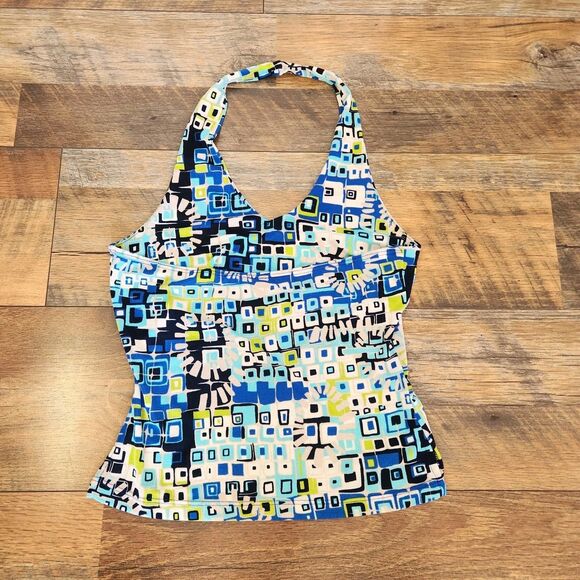 90s/Early 2000s Vtg Halter Top & Skirt Set Geometric Beach Party Summer Outfit - Picture 6 of 8